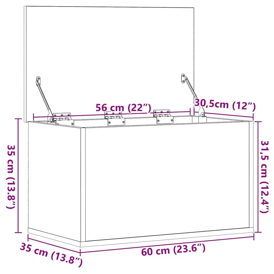 Boîte de Rangement avec stockage Bois Ancien 60 x 35 x 35 cm - 12