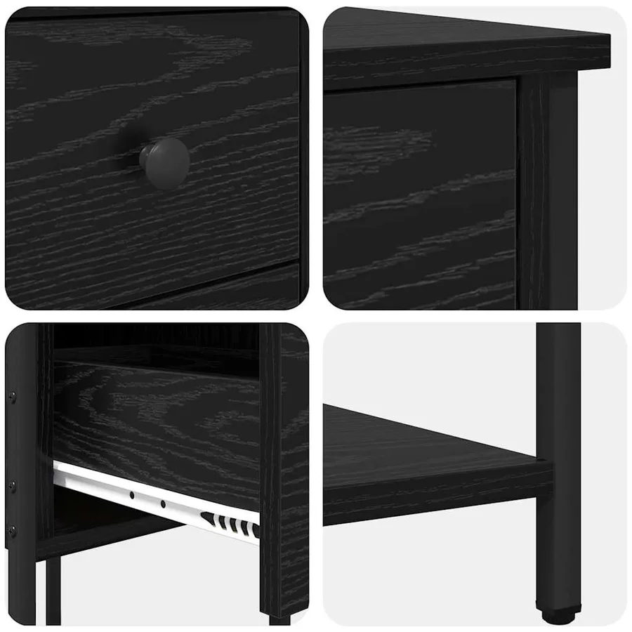 Cabinet de chevet avec tiroir 2 pcs Chêne noir 32 x 42 x 70 cm - 10