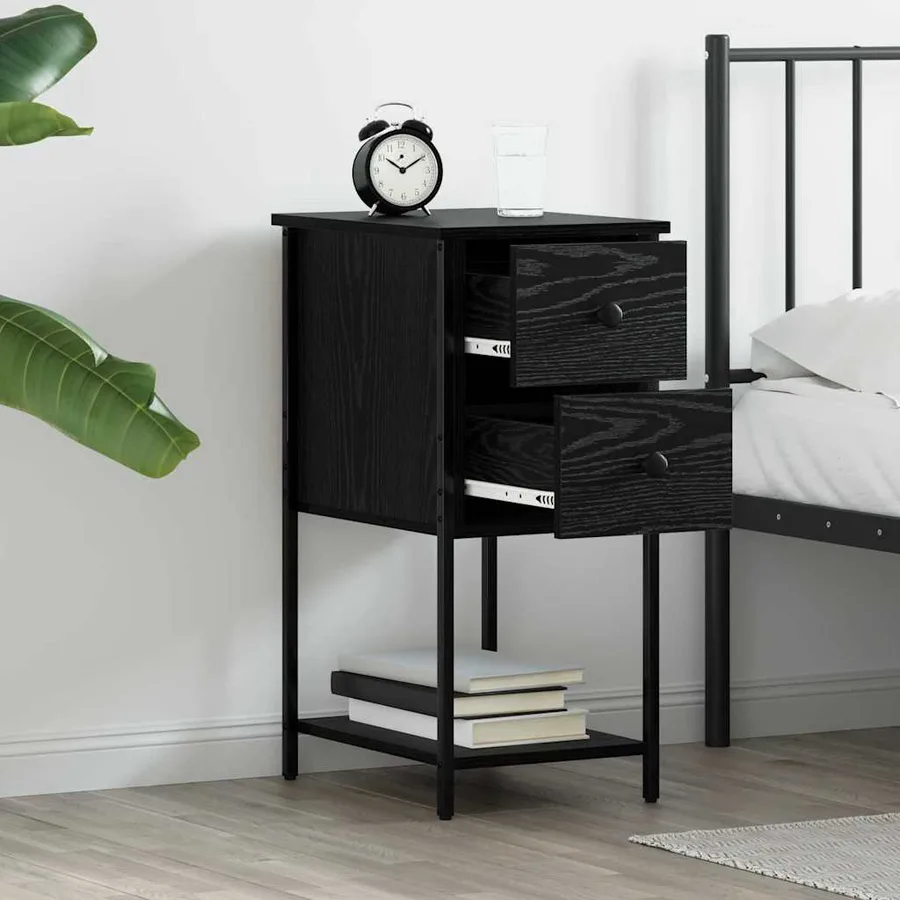 Cabinet de chevet avec tiroir 2 pcs Chêne noir 32 x 42 x 70 cm - 4