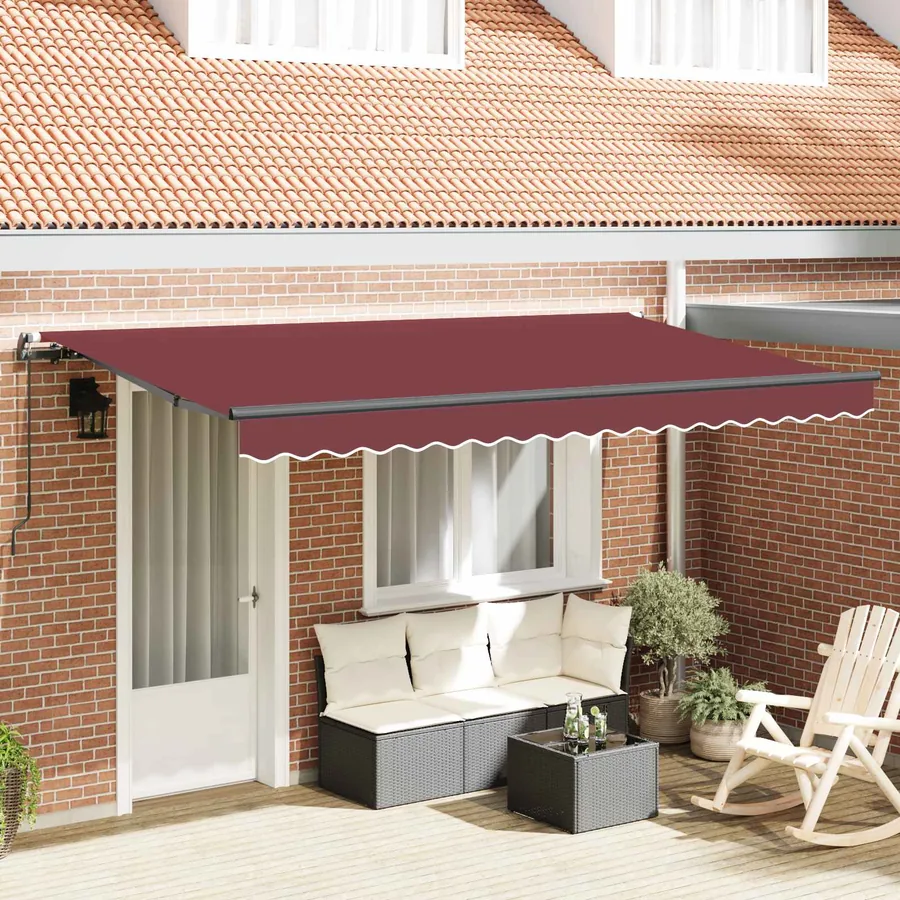 Auvent Rétractable Bordeaux 350 x 200 cm tissu