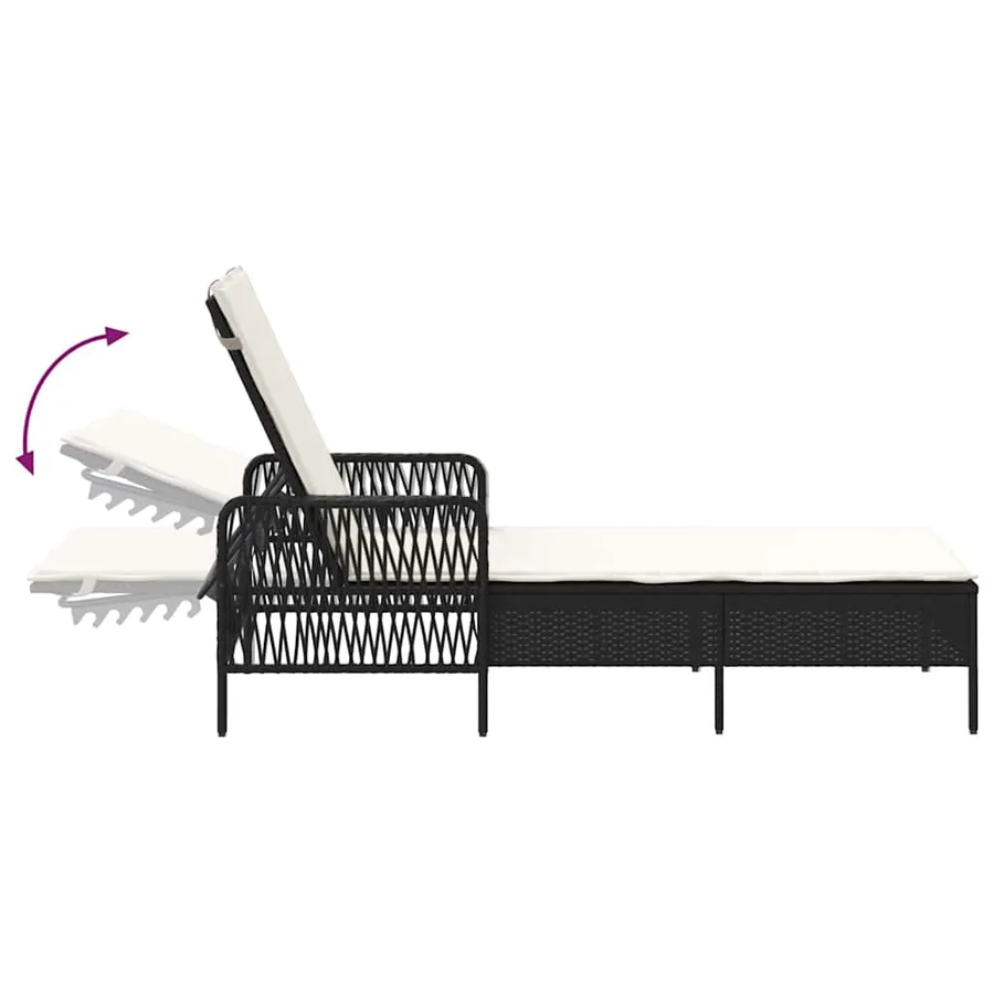 Transat 3 pcs Noir et blanc crème 55 x 200 x 92 cm polyrotin - 11