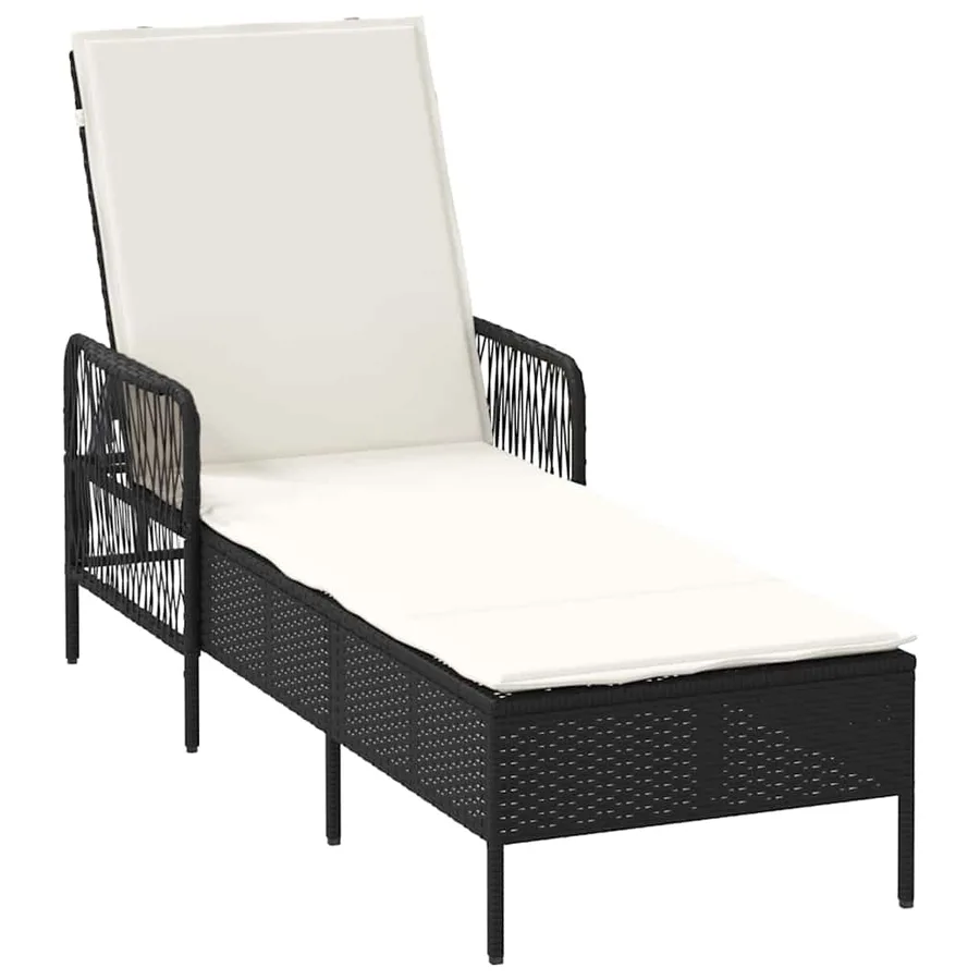 Transat 3 pcs Noir et blanc crème 55 x 200 x 92 cm polyrotin - 5