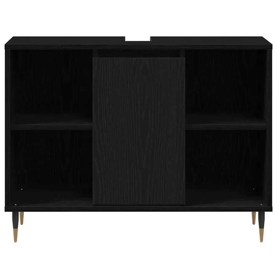 Cabinet de salle de bain Noir 80 x 33 x 60 cm Bois d'ingénierie - 6