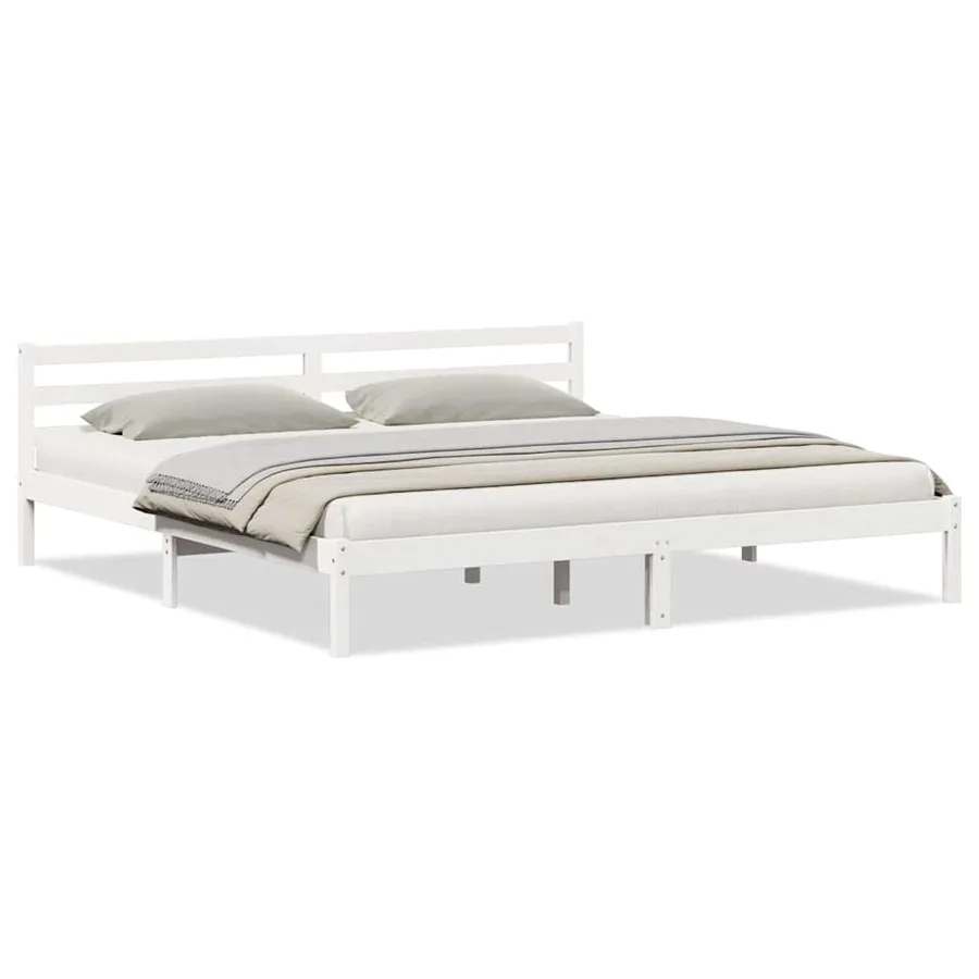 Cadre de lit Blanc 215,5 x 185,5 x 69,5 cm Bois de Pin Massif - 3
