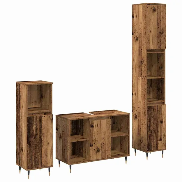 Ensemble de mobilier de salle de bain 3 pcs Bois Ancien