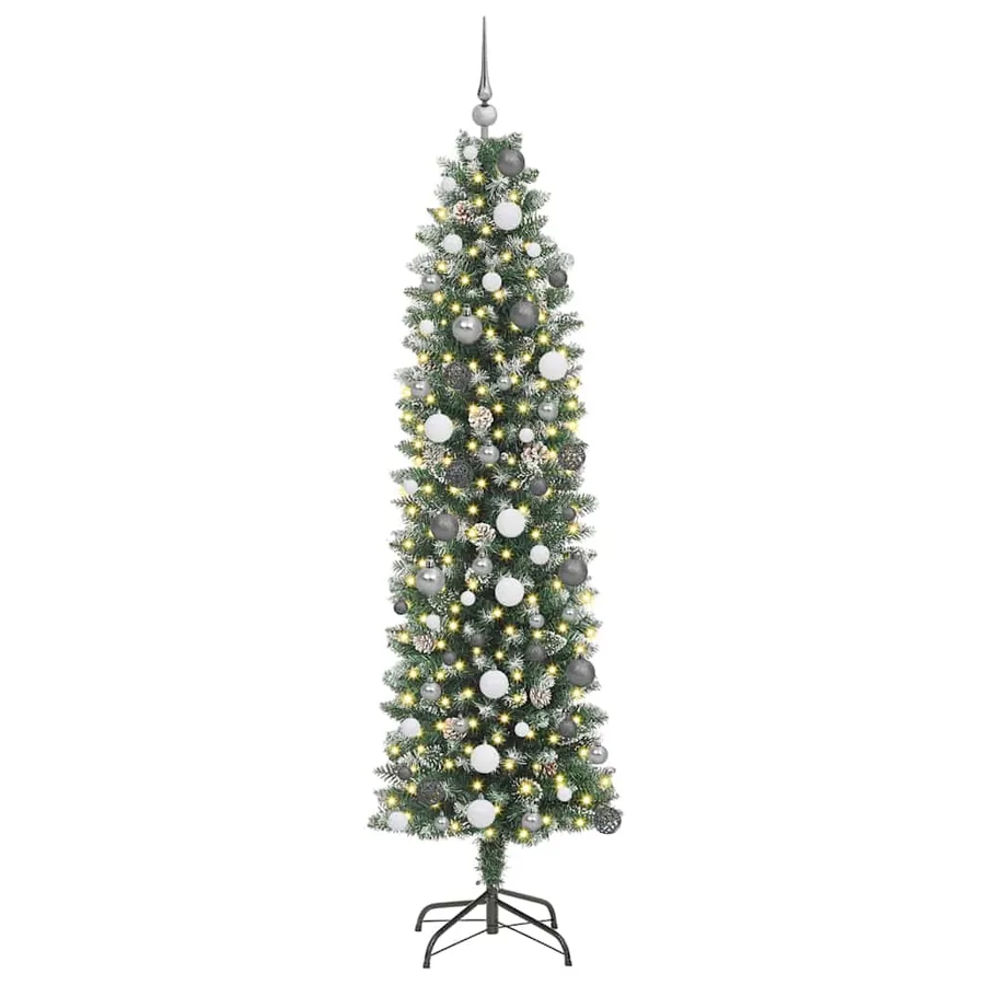 Arbre de Noël artificiel slim avec 300 LED Vert et blanc 210 cm - 3