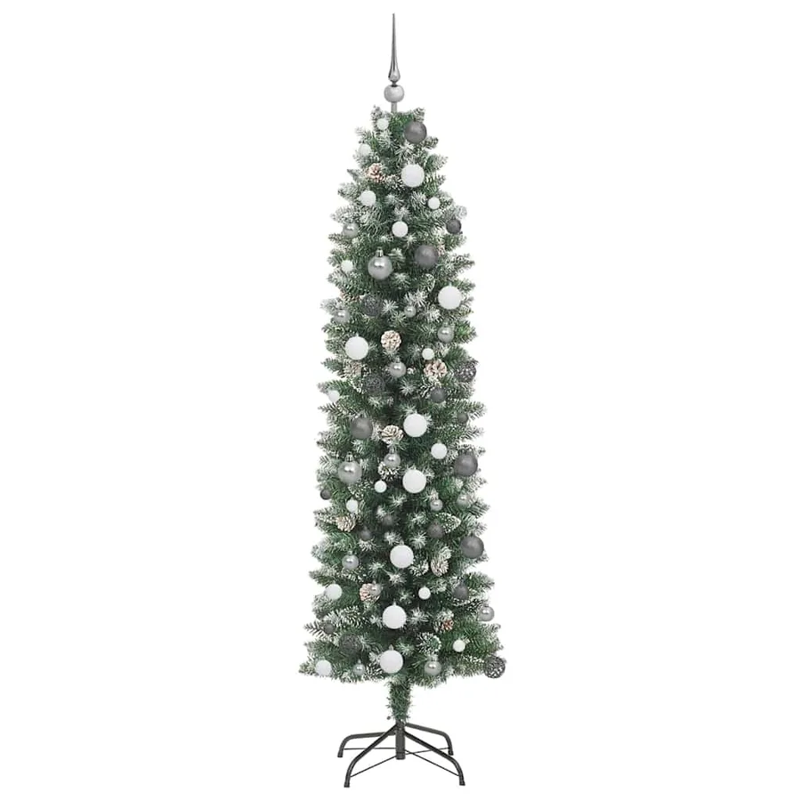 Arbre de Noël artificiel slim avec 300 LED Vert et blanc 210 cm - 4