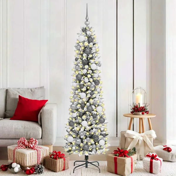 Sapin de Noël artificiel Blanc 180 cm PVC, métal et plastique
