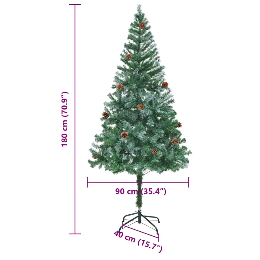 Sapin de Noël artificiel avec 300 LED Vert 180 cm PVC et Acier - 19