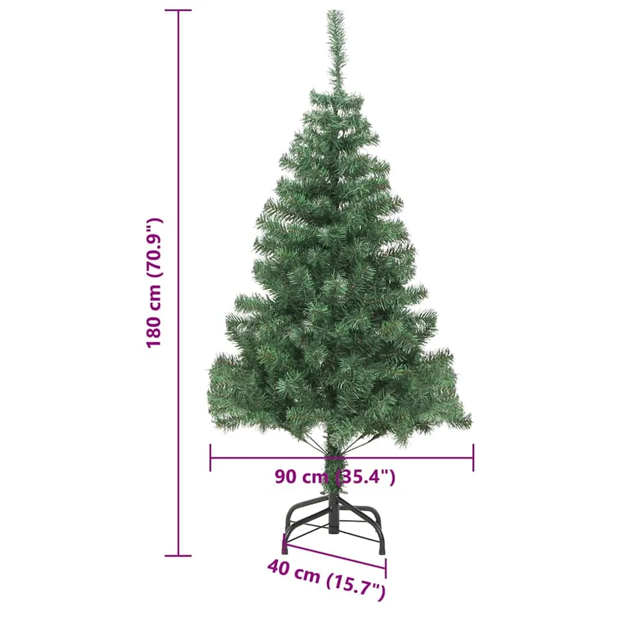Sapin de Noël avec 300 LED avec support Vert 180 cm PVC - 19