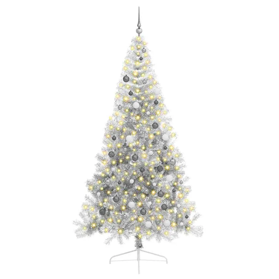 Sapin de Noël artificiel pré-éclairé Argent 240 cm PET - 3
