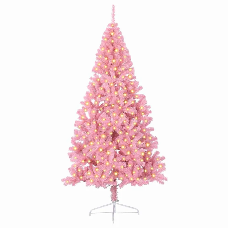 Sapin de Noël artificiel pré-éclairé Rose 210 cm PVC - 3