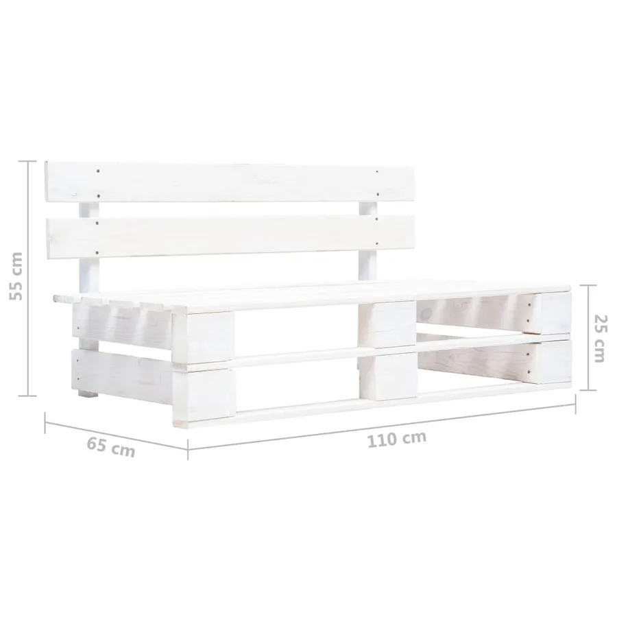 Canapé central palette de jardin Blanc Bois de pin imprégné - 11
