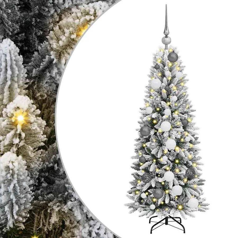 Sapin de Noël artificiel avec 150 LED avec support Blanc 120 cm - 2