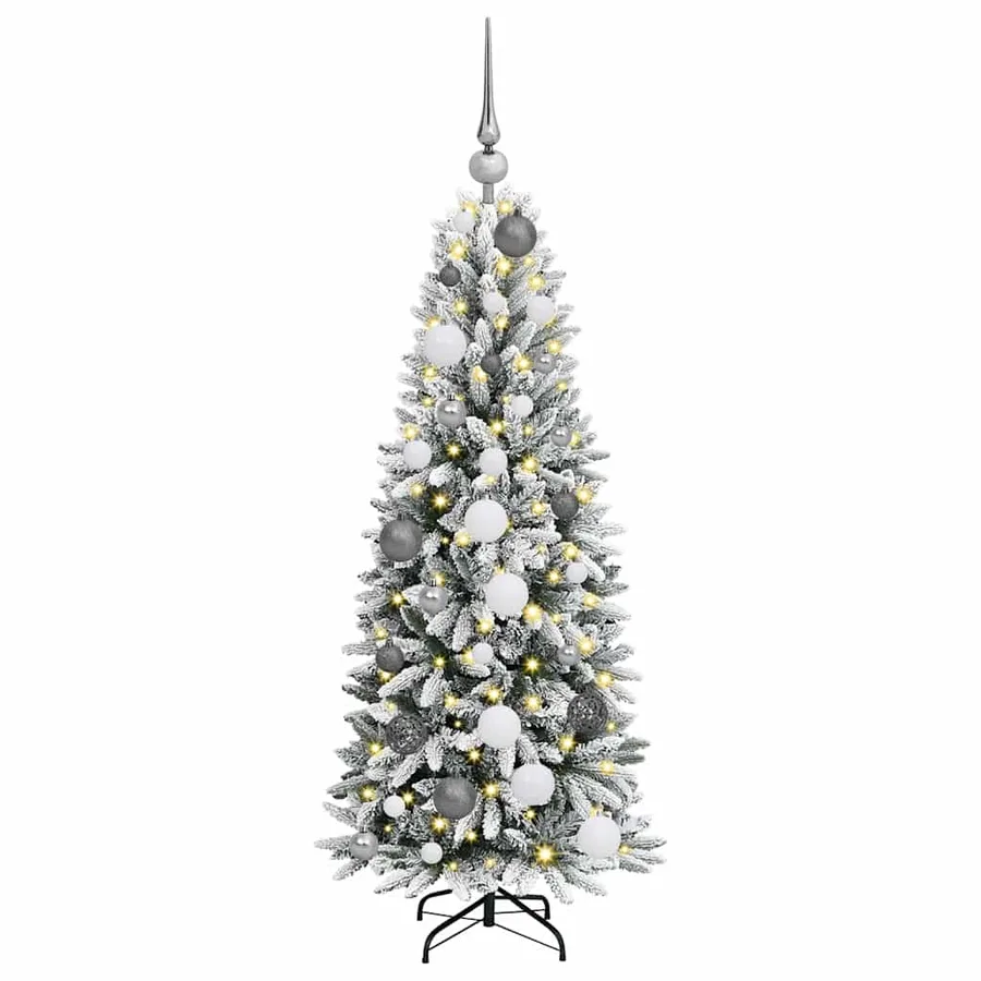 Sapin de Noël artificiel avec 150 LED avec support Blanc 120 cm - 3