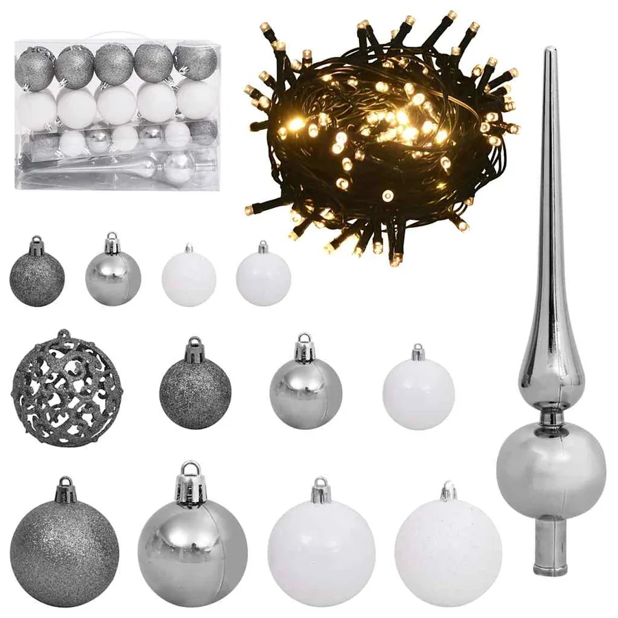 Sapin de Noël artificiel avec 150 LED avec support Blanc 120 cm - 6