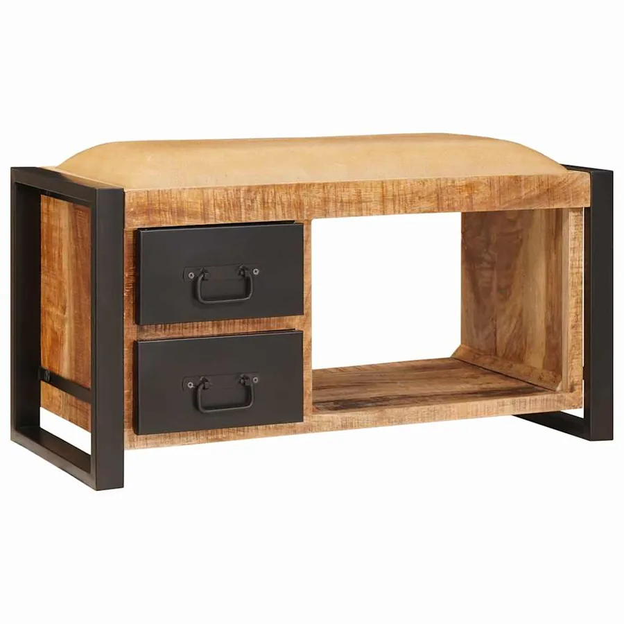 Banc de rangement avec tiroir Marron Bois de manguier massif