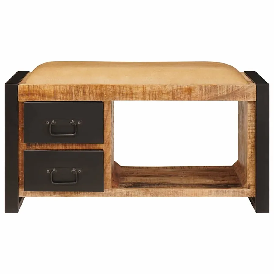 Banc de rangement avec tiroir Marron Bois de manguier massif - 5