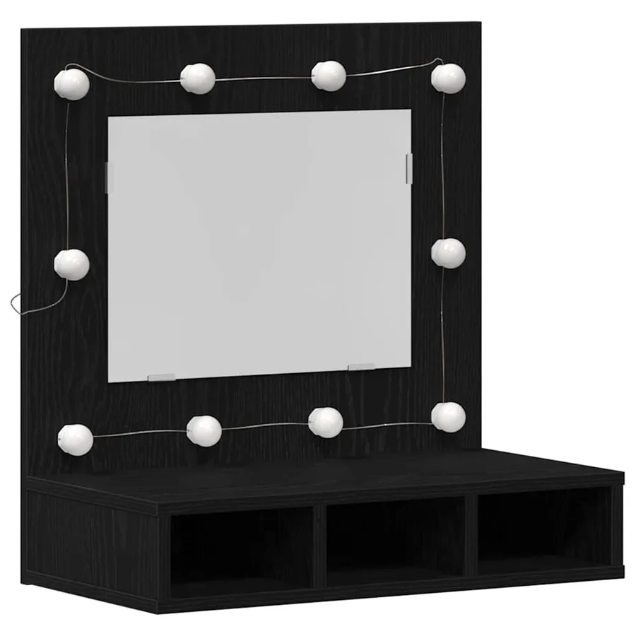 Armoire Miroir Chêne noir 60 x 31,5 x 62 cm Bois d'ingénierie - 2