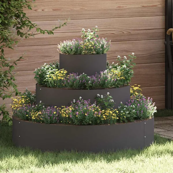 Cache-pot de jardin Noir 90 x 90 x 20 cm Acier laminé à froid