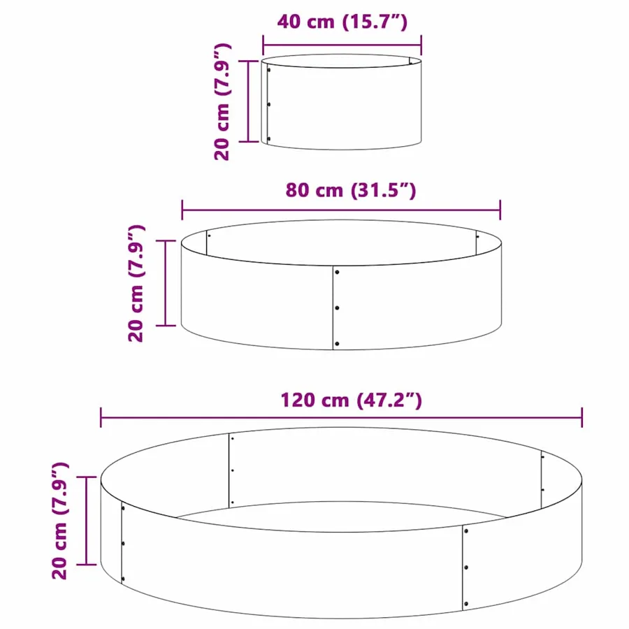 Cache-pot de jardin Argent 120 x 120 x 20 cm Acier galvanisé - 12