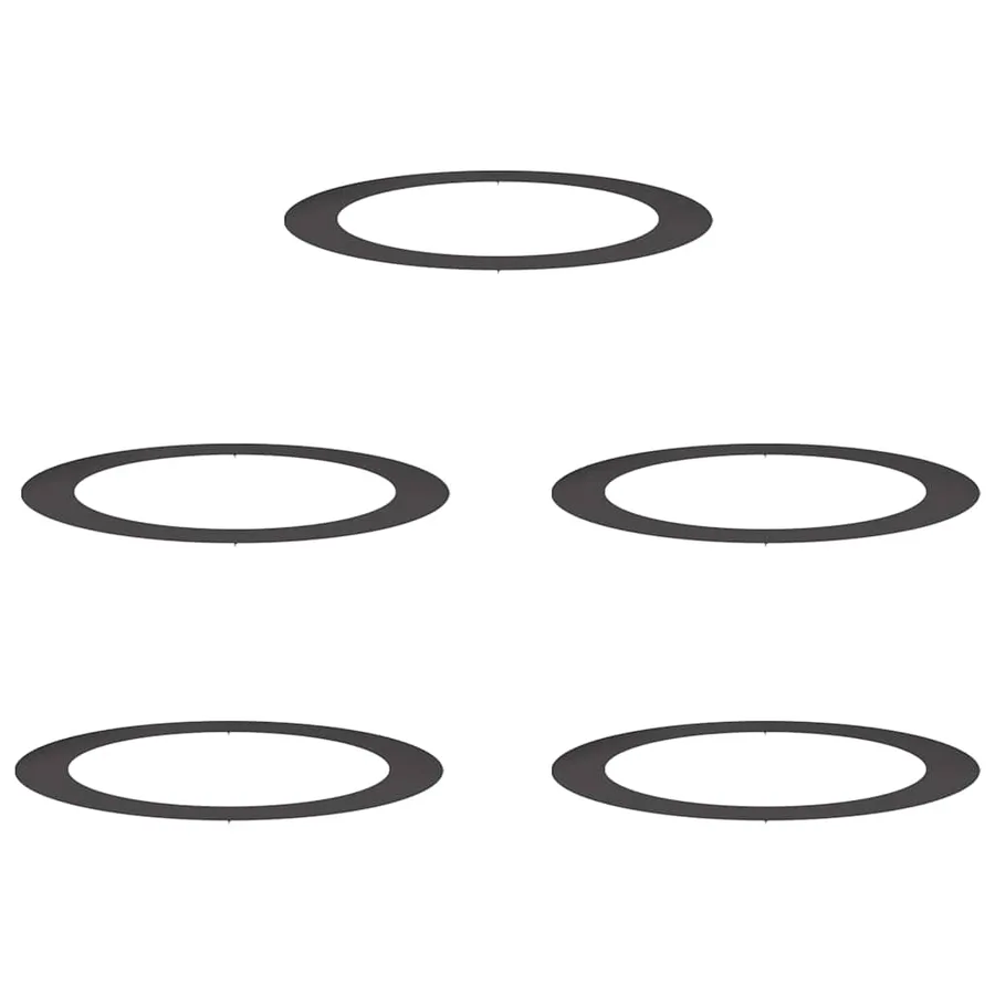 adapté pour anneaux d'arbre plats 5 pc Noir Ø90/120 cm Acier - 2