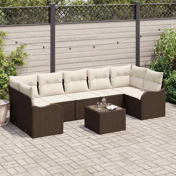 Ensemble de canapé de jardin Marron 55 x 55 x 37 cm polyrotin