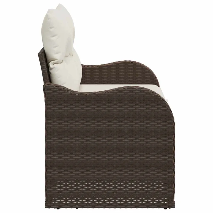 Canapé de jardin avec coussin Marron 121 x 62 x 69cm polyrotin - 5