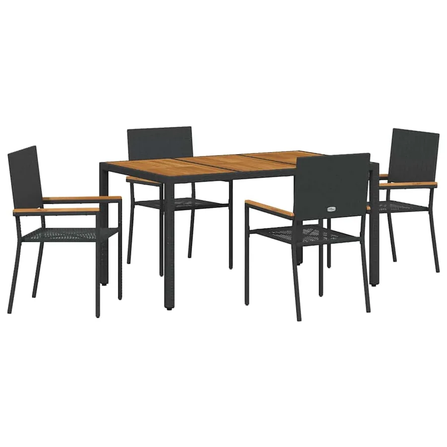Ensemble de salle à manger pour jardin 5 pcs Noir polyrotin - 2