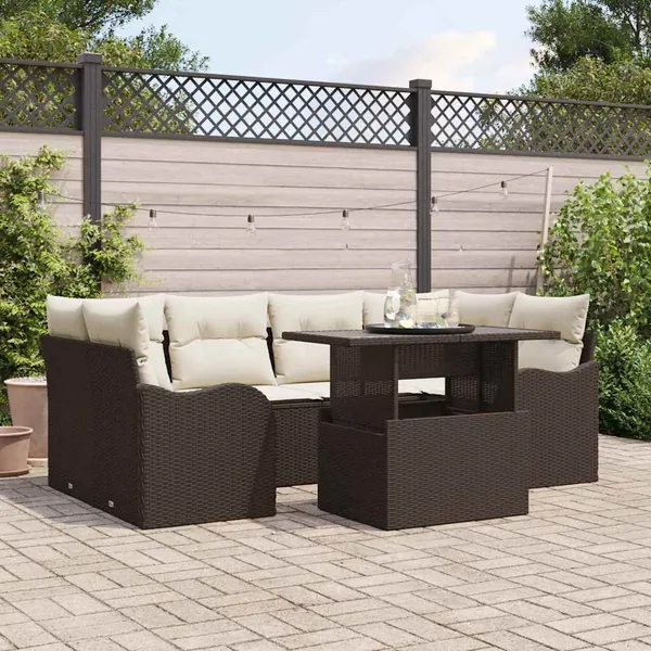 Ensemble de canapé de jardin 7 pcs Marron 234 x 122,5 x 85 cm