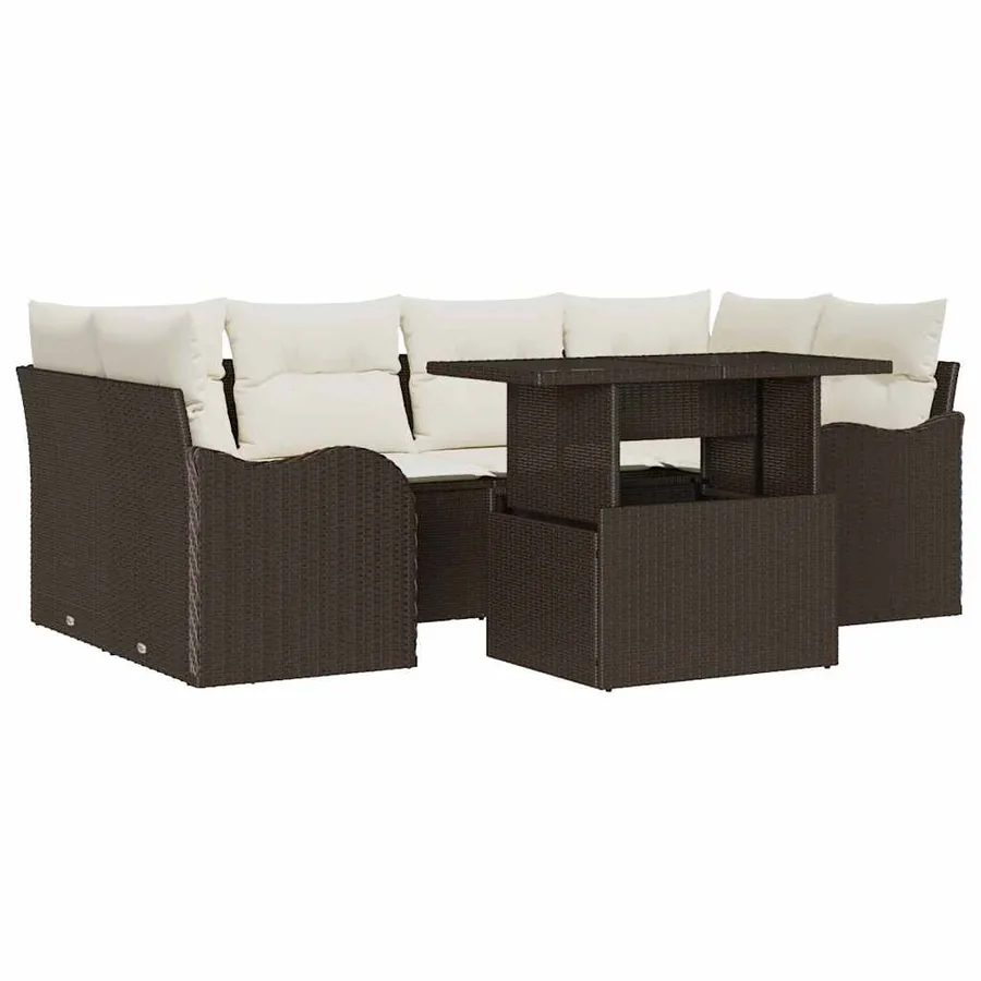 Ensemble de canapé de jardin 7 pcs Marron 234 x 122,5 x 85 cm - 2