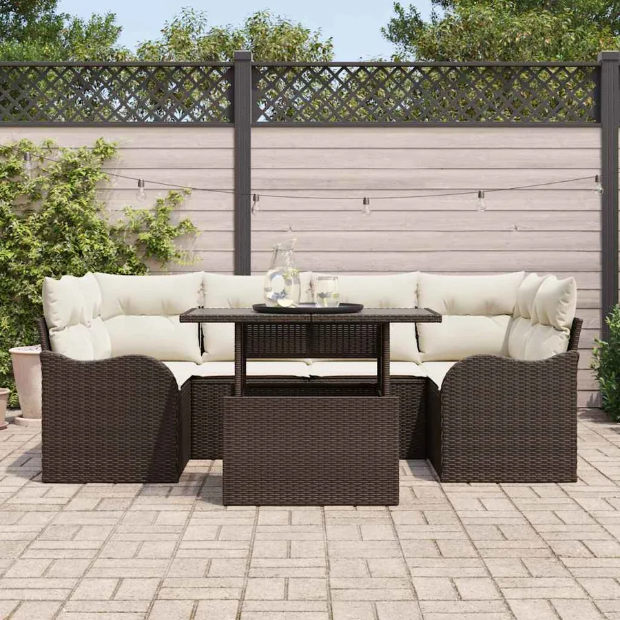 Ensemble de canapé de jardin 7 pcs Marron 234 x 122,5 x 85 cm - 3
