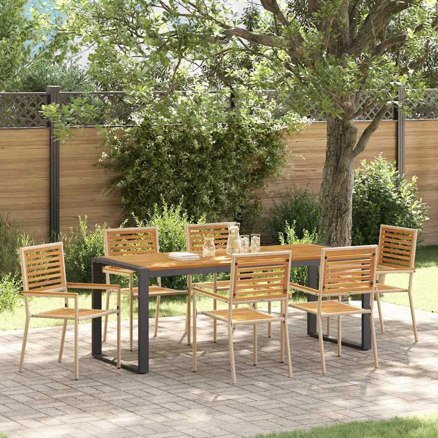 Ensemble de salle à manger pour jardin 7 pcs Beige et Marron