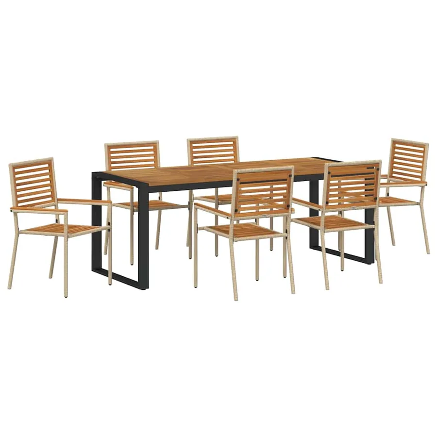 Ensemble de salle à manger pour jardin 7 pcs Beige et Marron - 2