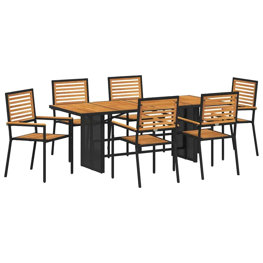 Ensemble de salle à manger pour jardin 7 pcs Noir et Marron - 2