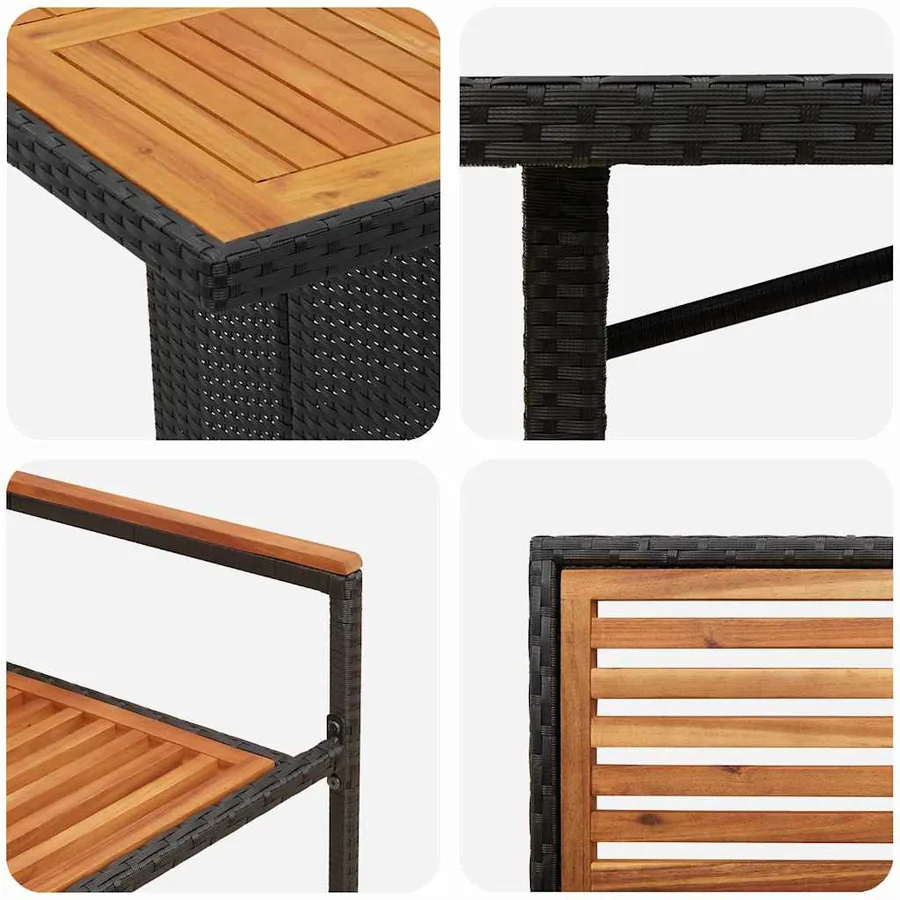 Ensemble de salle à manger pour jardin 7 pcs Noir et Marron - 9