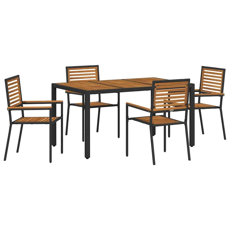Ensemble de salle à manger pour jardin 5 pcs Noir et Marron - 2