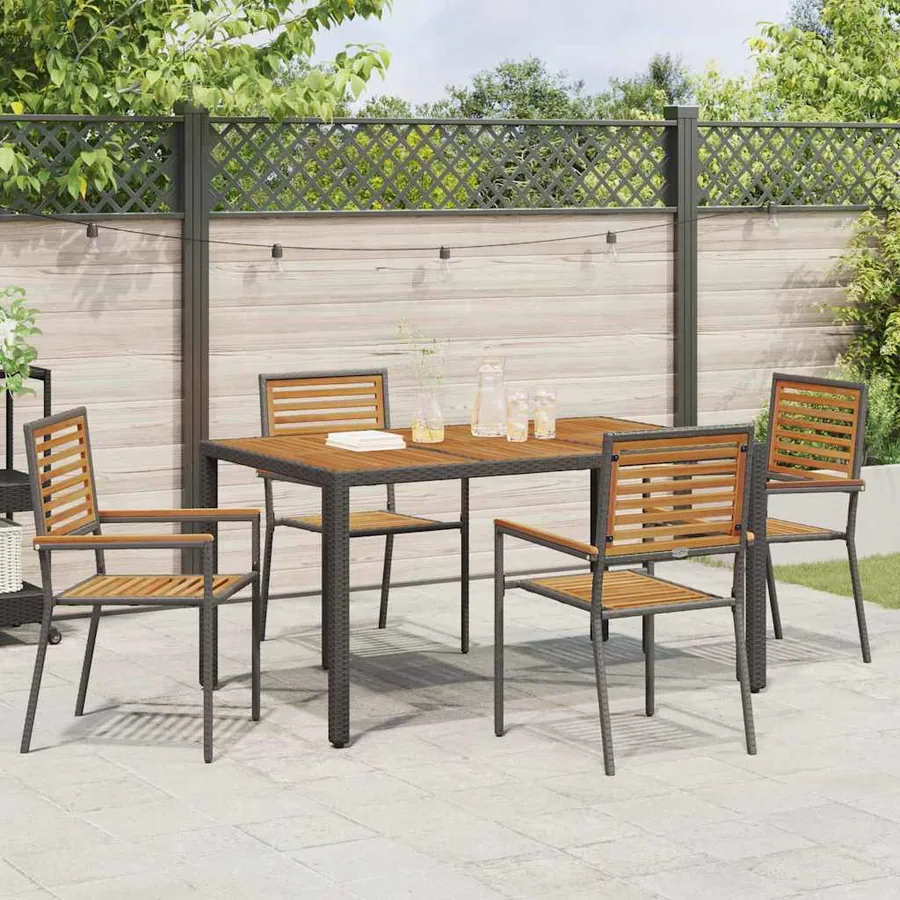 Ensemble de salle à manger pour jardin 5 pcs Noir et Marron - 4
