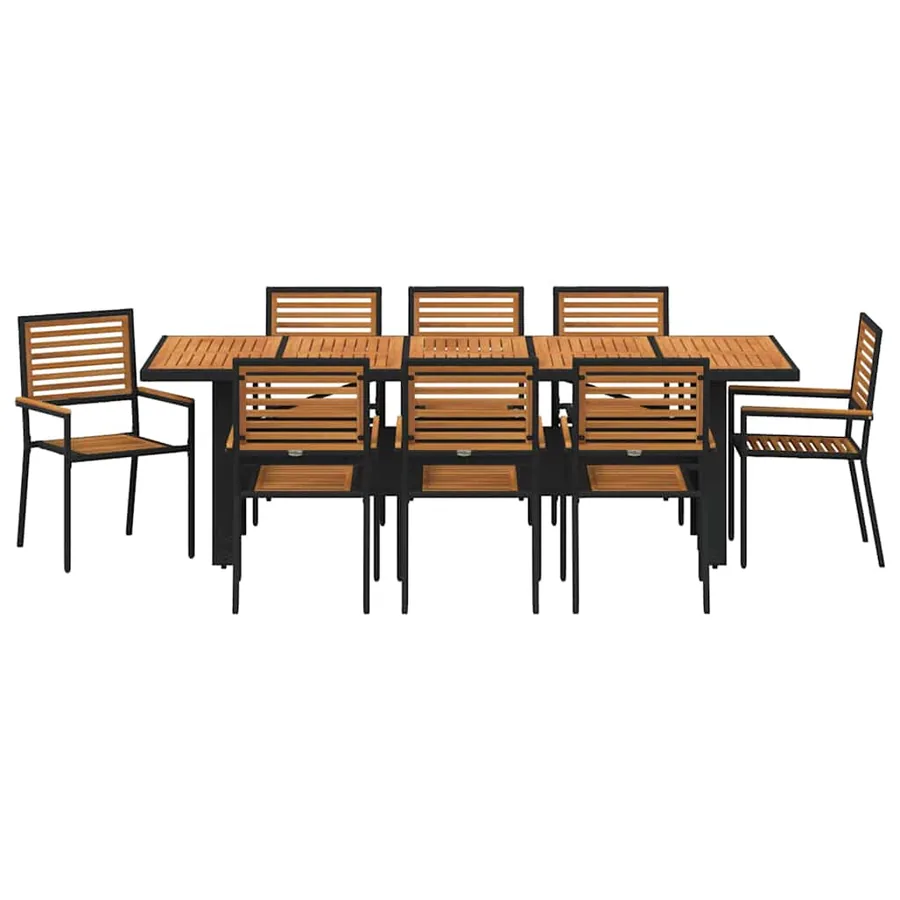 Ensemble de salle à manger pour jardin 9 pcs Noir et Marron - 7
