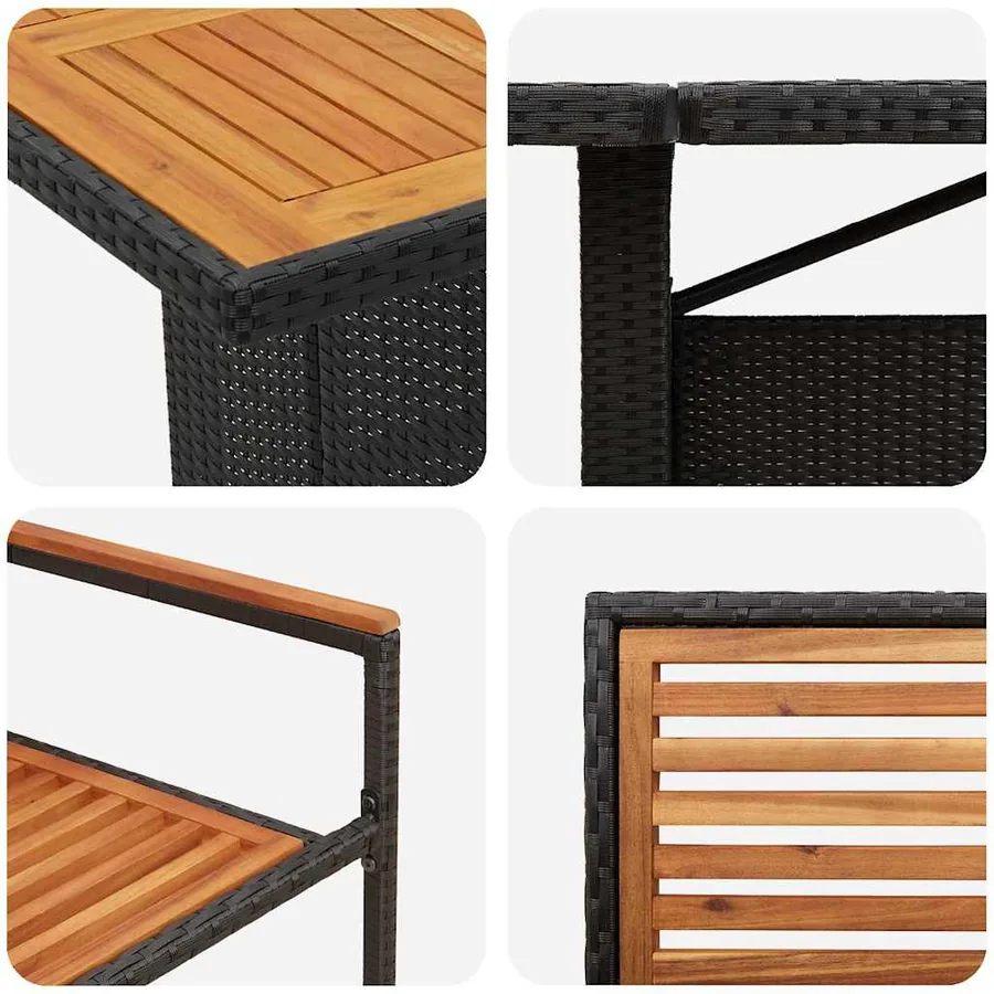 Ensemble de salle à manger pour jardin 9 pcs Noir et Marron - 9