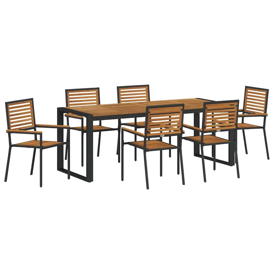 Ensemble de salle à manger pour jardin 7 pcs Noir et Marron - 2