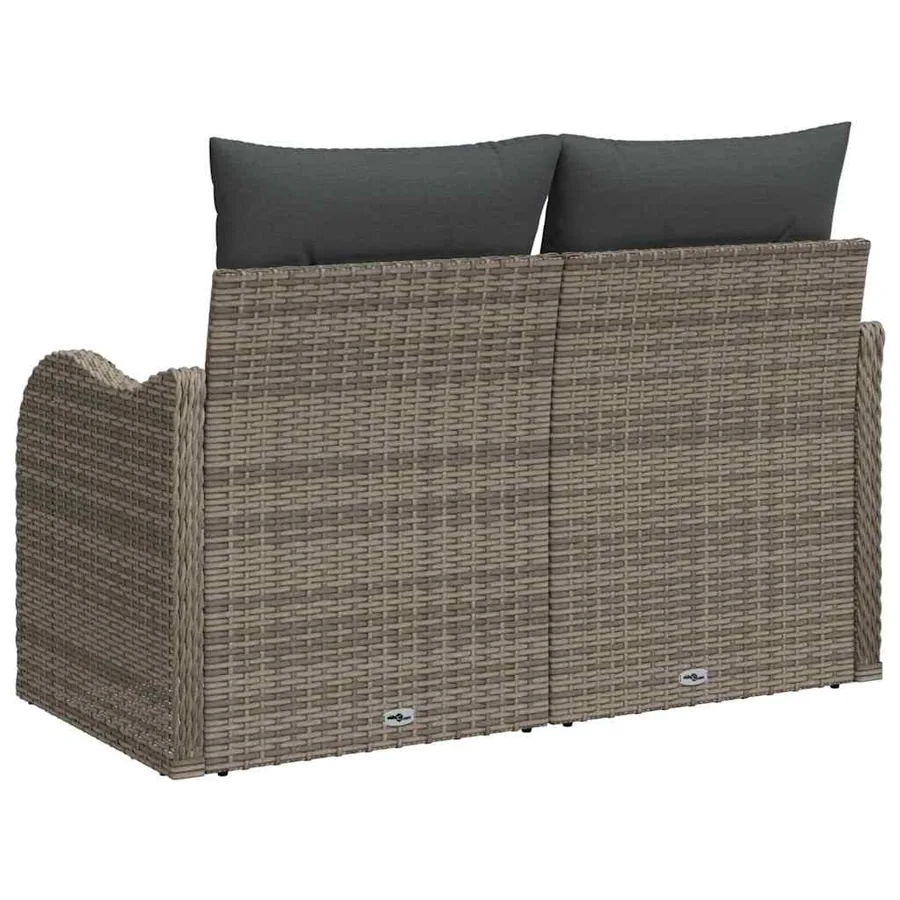 Canapé de jardin avec coussin Gris 121 x 62 x 69cm polyrotin - 4