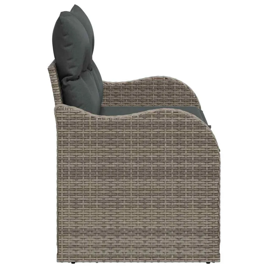 Canapé de jardin avec coussin Gris 121 x 62 x 69cm polyrotin - 5