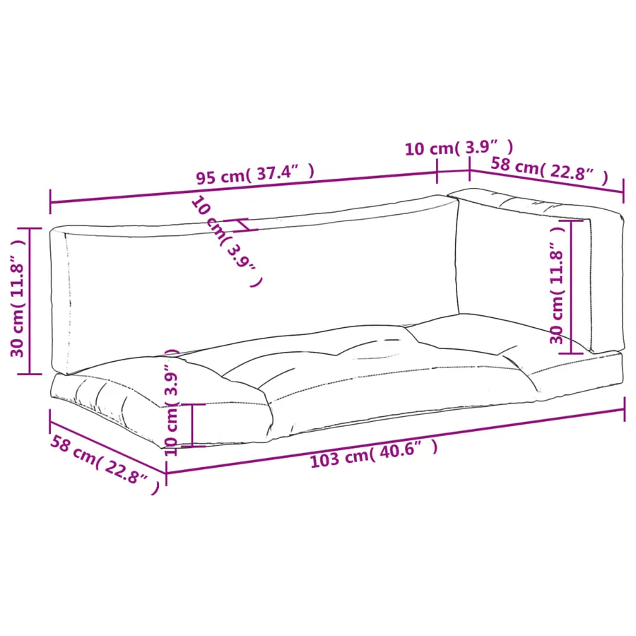 Coussins de palette lot de 3 noir tissu - 11