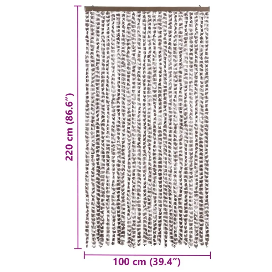 Moustiquaire Taupe et blanc 100x220 cm Chenille - 7