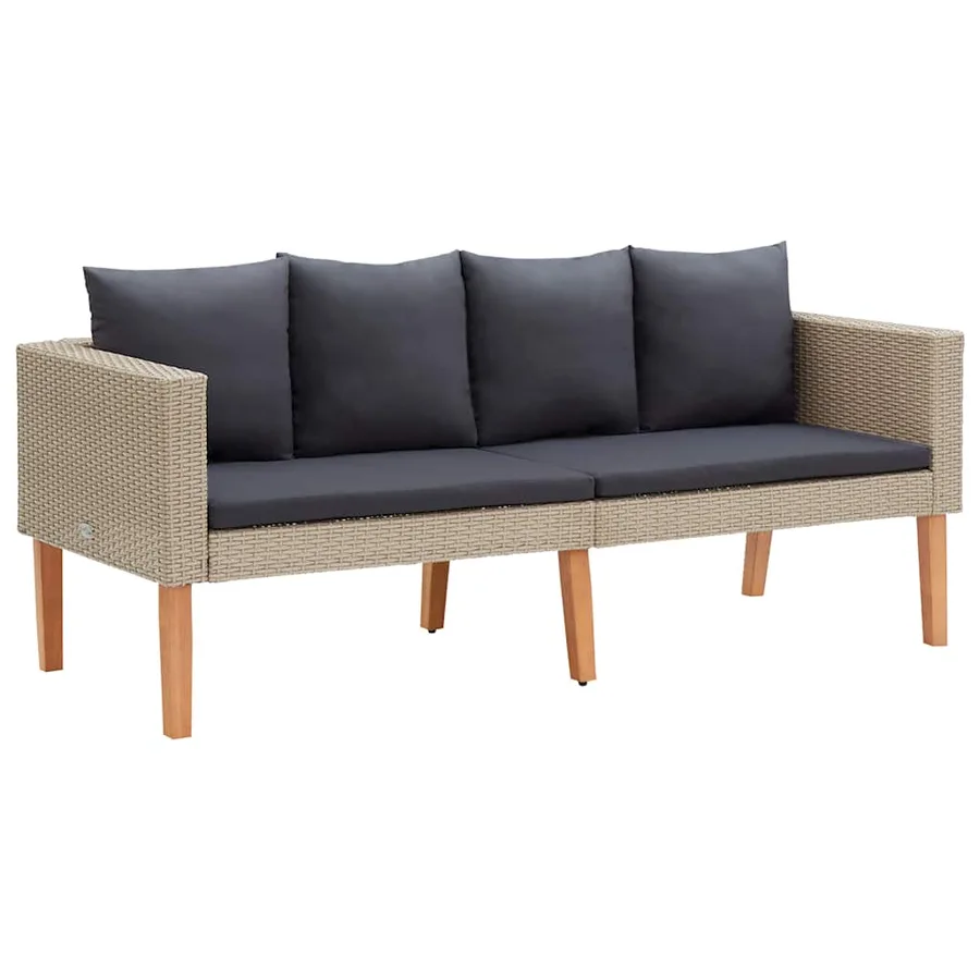 Canapé de jardin à 2 places avec coussins Résine tressée Beige - 2