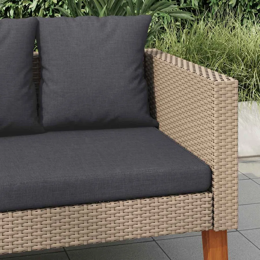 Canapé de jardin à 2 places avec coussins Résine tressée Beige - 3