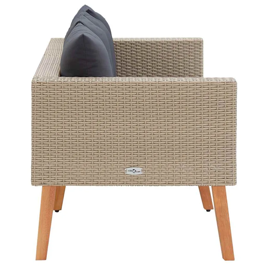 Canapé de jardin à 2 places avec coussins Résine tressée Beige - 6