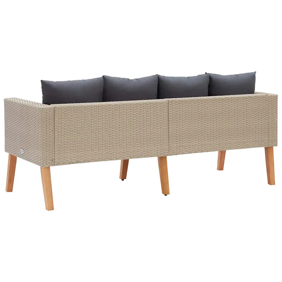 Canapé de jardin à 2 places avec coussins Résine tressée Beige - 7
