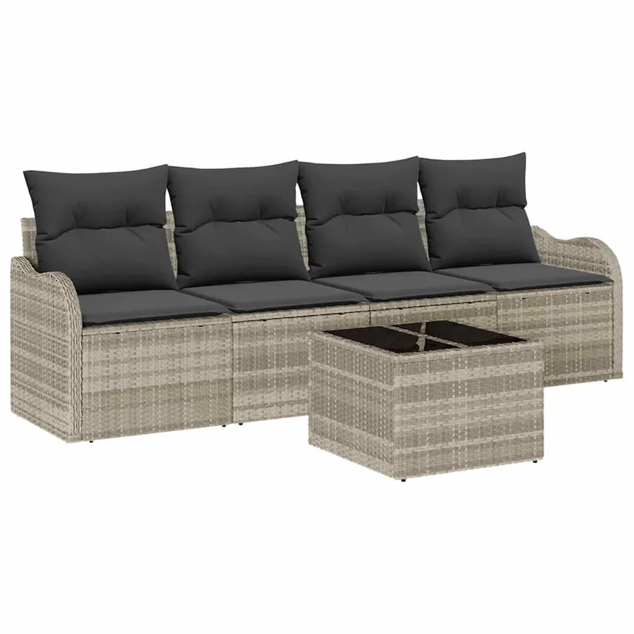 Ensemble de canapé de jardin 5 pcs Gris clair et gris foncé - 2